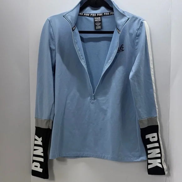 PINK Victoria's Secret Light Blue Zip-Up Pullover Top - Picture 4 of 9